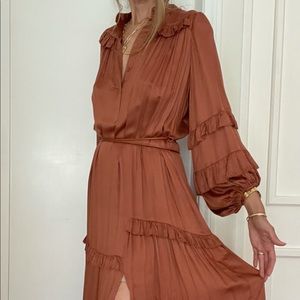APIECE APART Trinidad Maxi Dress in Copper/Brown